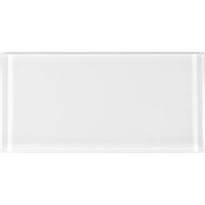 Modern Design Styles Snow White Subway 3 in. x 6 in. Glossy Glass Wall Pool Tile  (10 sq. ft.)