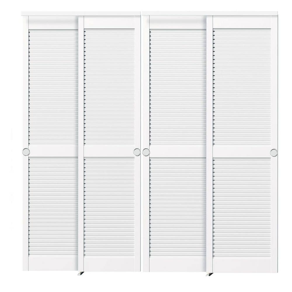 BH BARNER HOME 96 in. x 80 in. White Louver MDF Sliding Door Panel with ...