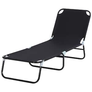 3-Position Metal Adjustable Backrest Outdoor Chaise Chair Lounger, Black with Light Frame Great for Pool or Sun Bathing