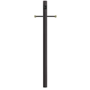 10 ft. Bronze Outdoor Direct Burial Lamp Post with Cross Arm and Auto Dusk-Dawn Photocell fits 3 in. Post Top Fixtures