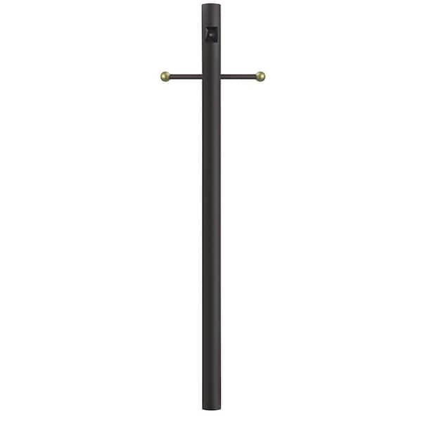 SOLUS 10 ft. Bronze Outdoor Direct Burial Lamp Post with Cross Arm and Auto Dusk-Dawn Photocell fits 3 in. Post Top Fixtures