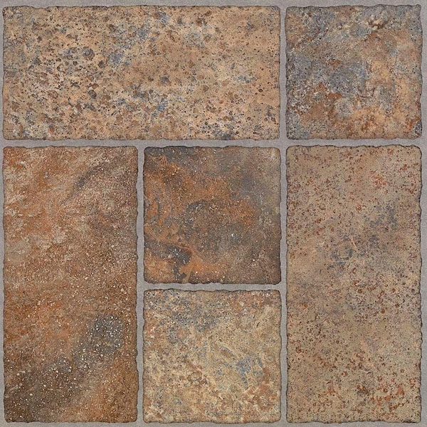 TrafficMaster Bodden Bay Terra Cotta 3 MIL x 12 in. W x 13 in. L Peel and Stick Vinyl Tile Flooring (30 sqft/case)