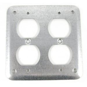 4 in. Square Box Surface Steel Metallic Cover Double Duplex