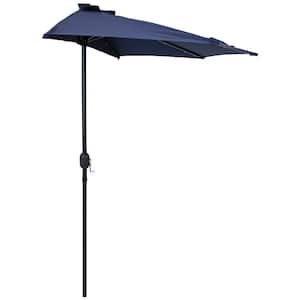 Solar Wall Market Umbrella with LED Lights in Navy Blue