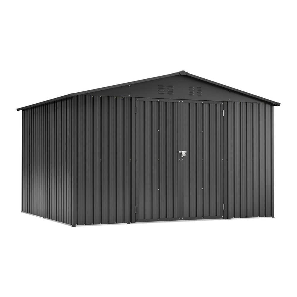 10 ft. W x 8 ft. D Outdoor Metal Storage Shed Garden Shed with Foundation, Black (74 sq. ft.) price history on PriceWatchPro