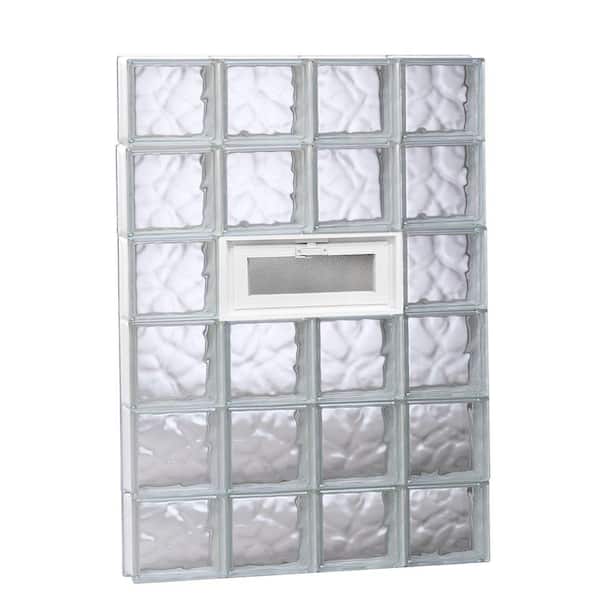 Clearly Secure 31 in. x 46.5 in. x 3.125 in. Frameless Wave Pattern Vented Glass Block Window