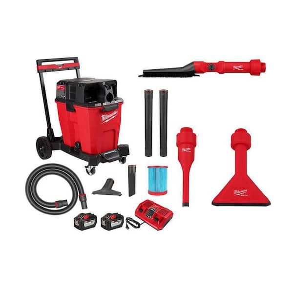 Milwaukee M18 FUEL 12 Gal. Cordless Dual-Battery Wet/Dry Shop Vac Kit w/AIR-TIP 1-1/4 in. - 2-1/2 in. (3-Piece) Non-Marring Kit