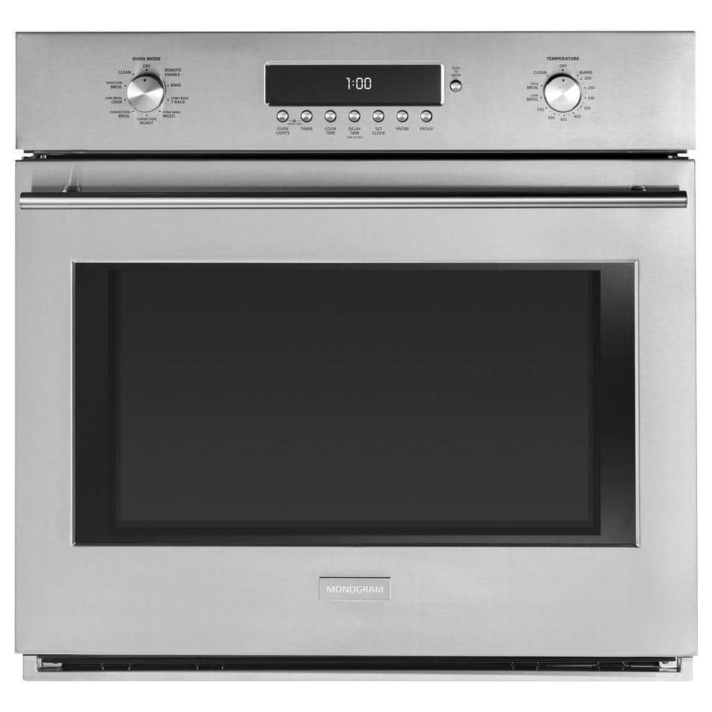 Monogram 30 In Smart Single Electric Wall Oven Self Cleaning With Convection In Stainless Steel Zet1shss The Home Depot