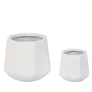 Octagon MgO White Composite Decorative Pots (2-Pack)