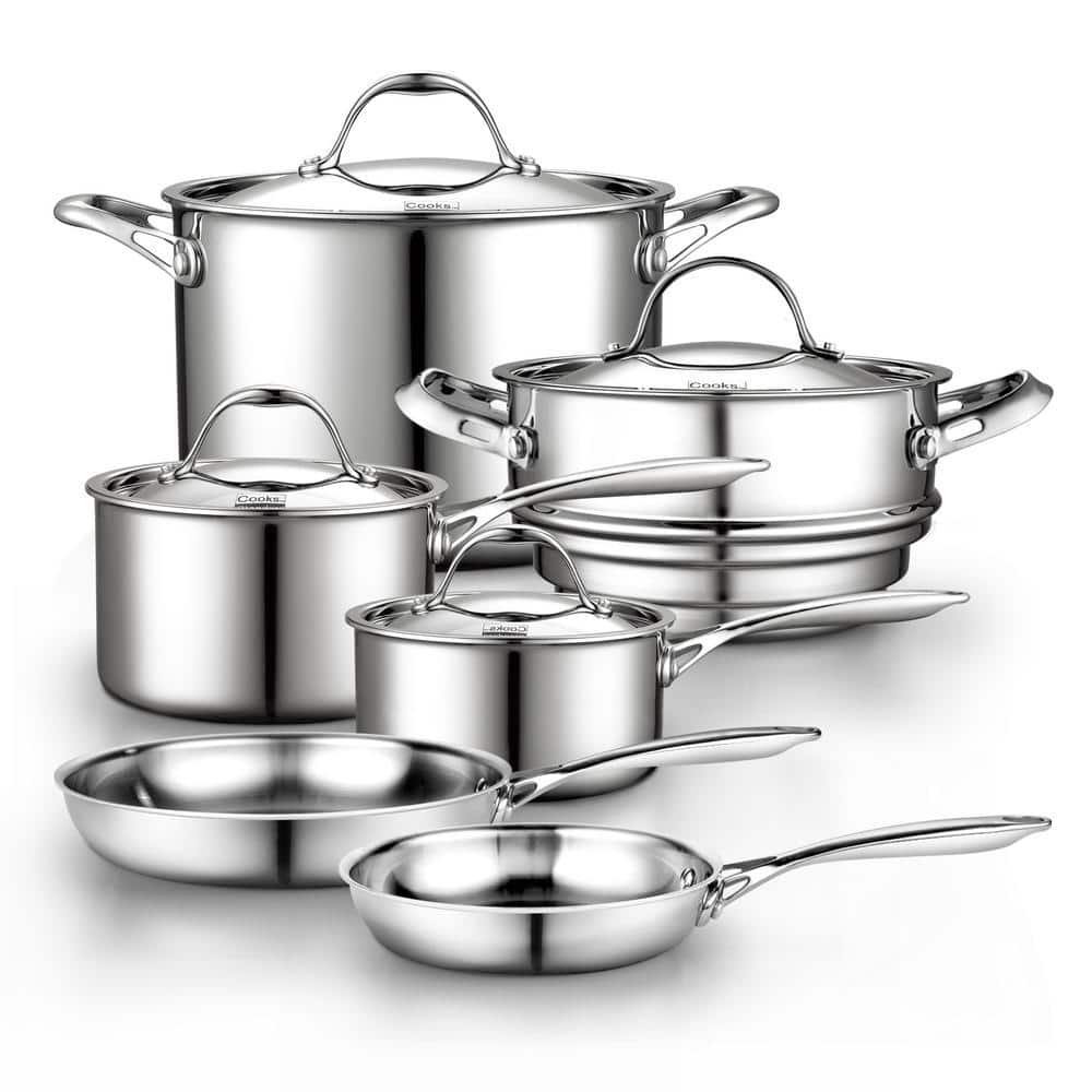 Cooks Standard Multi-Ply Clad 10-Piece Stainless Steel Nonstick Cookware Set