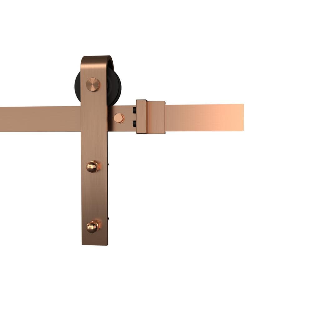 81 in. Brushed Copper Steel Barn Door Hardware Kit