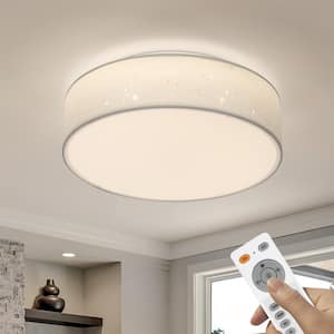 15 in. Modern White Integrated LED Dimmable Novelty Star Cloth Cover Flush Mount Ceiling Light Fixture for Bedroom