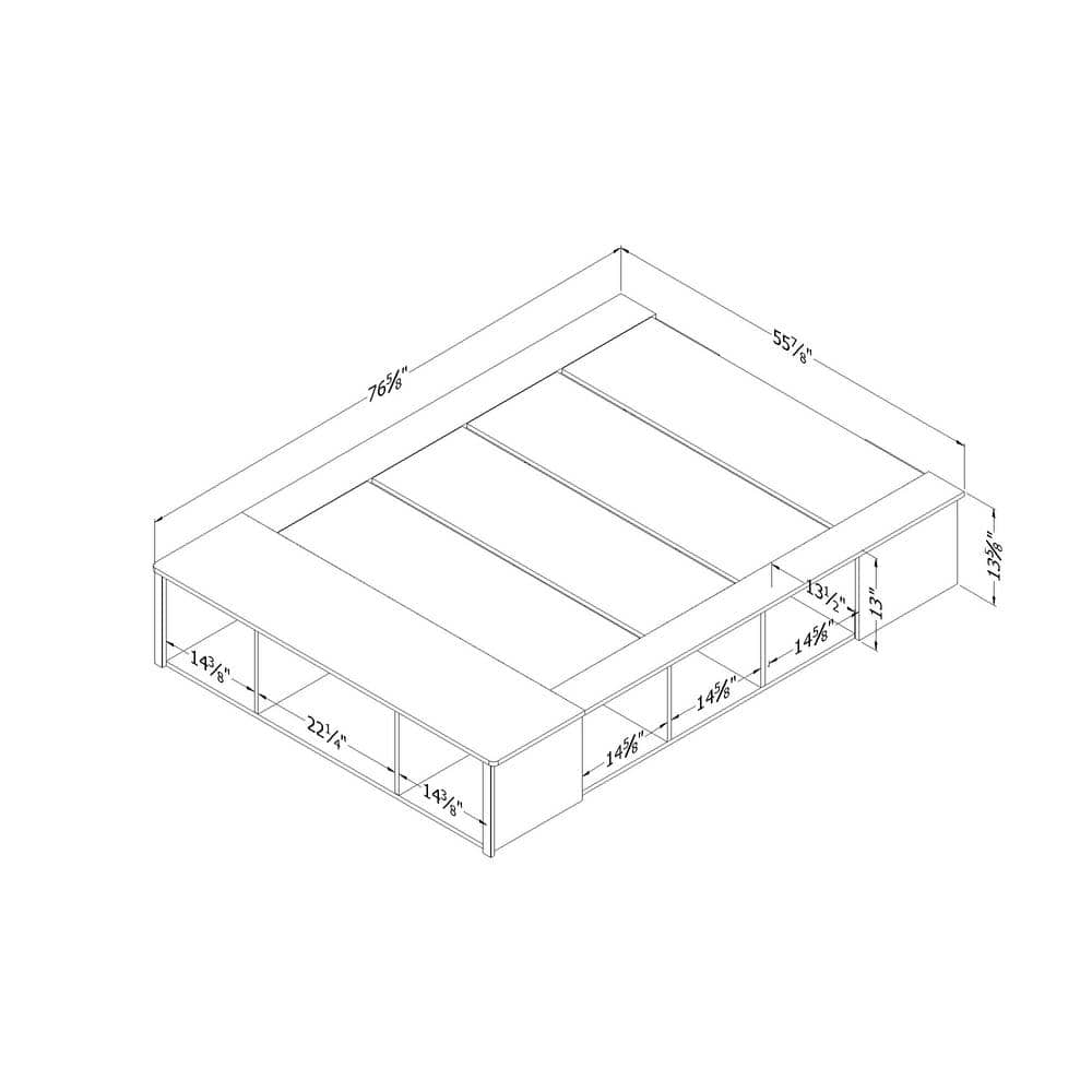 Gray Maple Full Storage Bed with Wicker Baskets