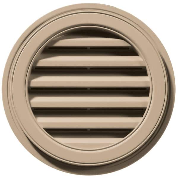 Builders Edge 18 in. x 18 in. Round Brown/Tan Plastic UV Resistant Gable Louver Vent