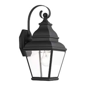 Millstone 15.5 in. 1-Light Black Outdoor Hardwired Wall Lantern Sconce with No Bulbs Included