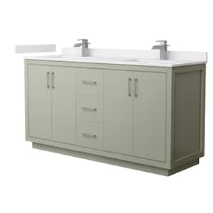 Icon 66 in. W x 22 in. D x 35 in. H Double Bath Vanity in Light Green with White Cultured Marble Top