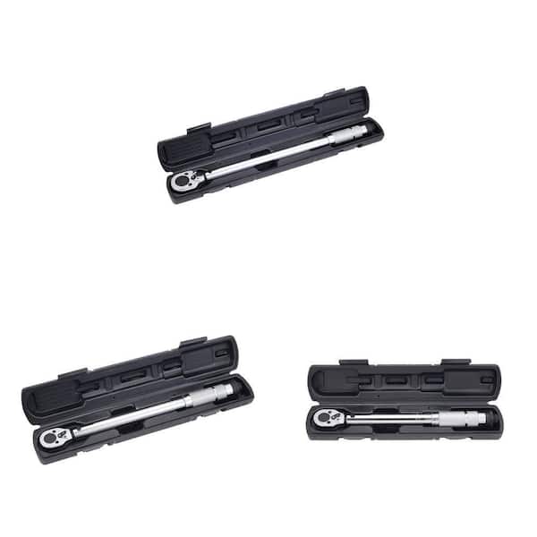 1/4 in., 3/8 in., 1/2 in. Drive Click Torque Wrench Set (3-Piece)