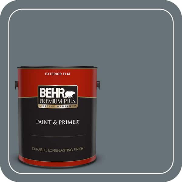 BEHR PREMIUM PLUS 1 gal. #ECC-22-3 Rain Shadow Flat Exterior Paint & Primer