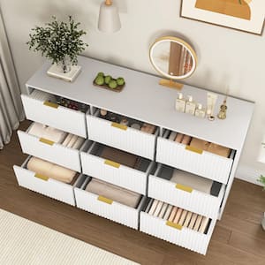 White 9-Drawer 63 in. Dresser without Mirror