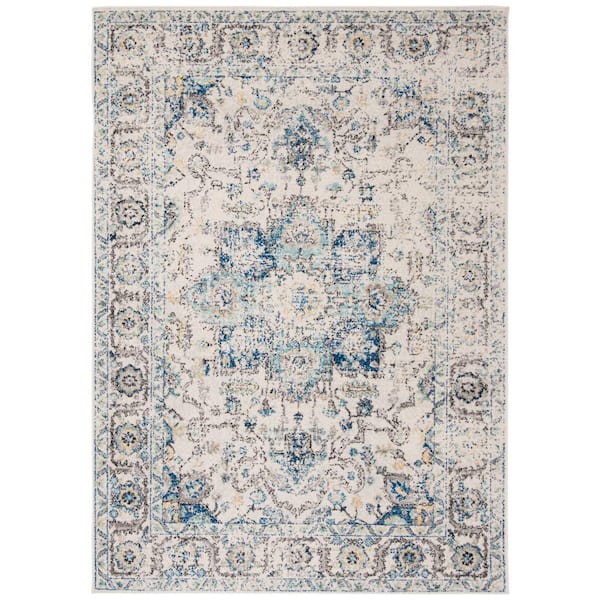 SAFAVIEH Madison Turquoise/Ivory 5 ft. x 8 ft. Geometric Area Rug ...