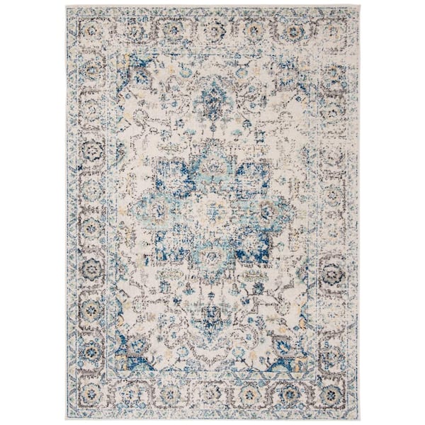 SAFAVIEH Madison Turquoise/Ivory 7 ft. x 9 ft. Geometric Area Rug