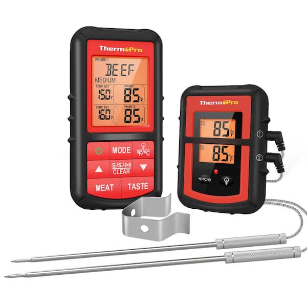 ThermoPro Wireless Meat Thermometer with Large LCD Display and Dual Stainless Steel Probes for Grilling Smoker