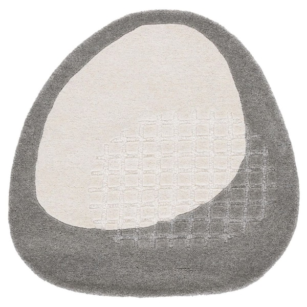 Novelty 4 ft. x 4 ft. Gray/Ivory Two-Tone Solid Specialty Area Rug