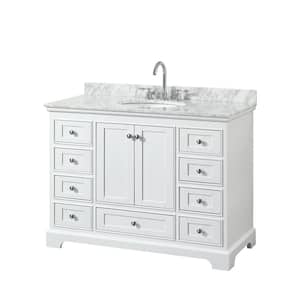 Deborah 48 in. Single Bathroom Vanity in White with Marble Vanity Top in White Carrara with White Basin