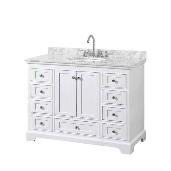 Wyndham Collection Deborah 48 in. Single Bathroom Vanity in White with ...