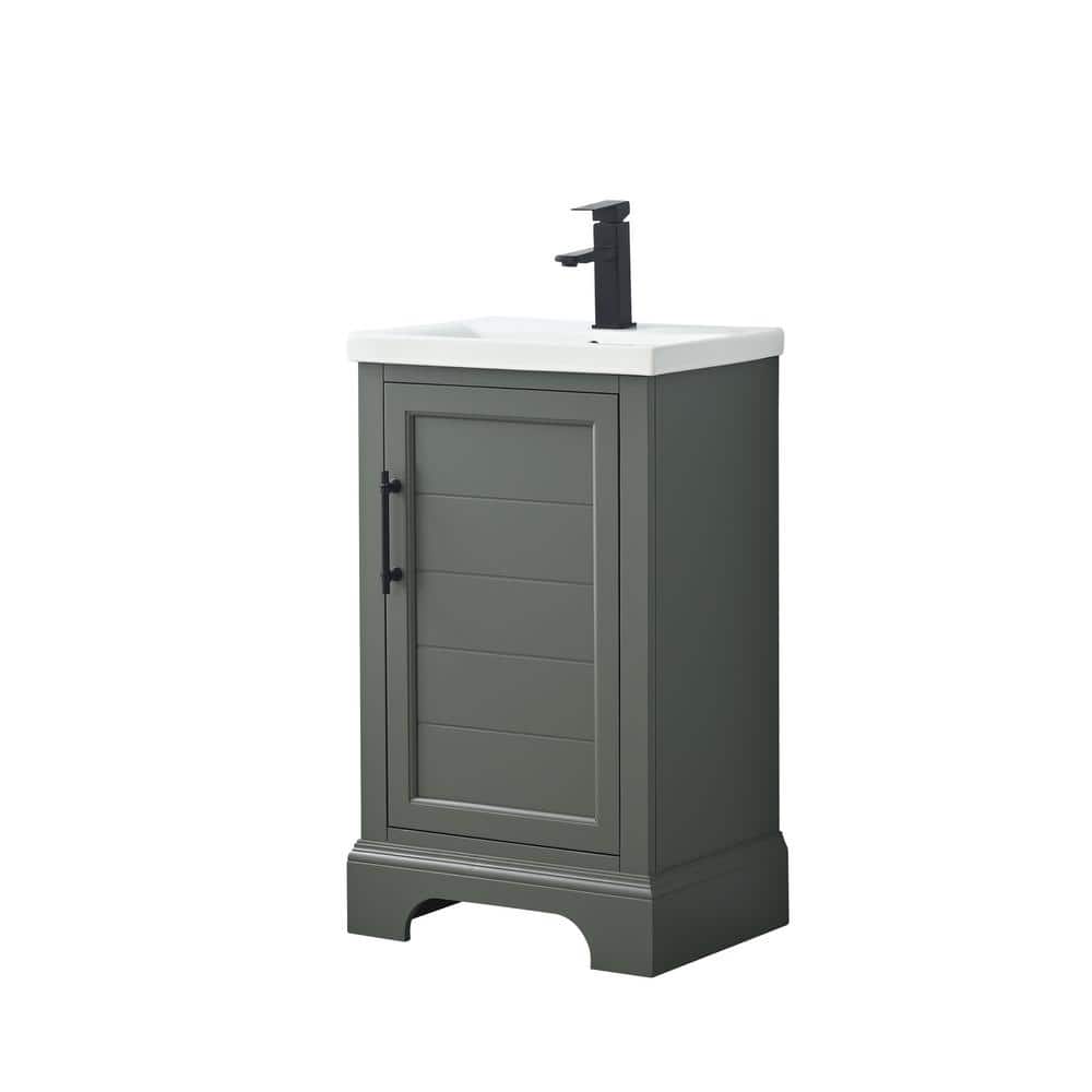 Vintage Green 20" Single Sink Bathroom Vanity with Ceramic Top