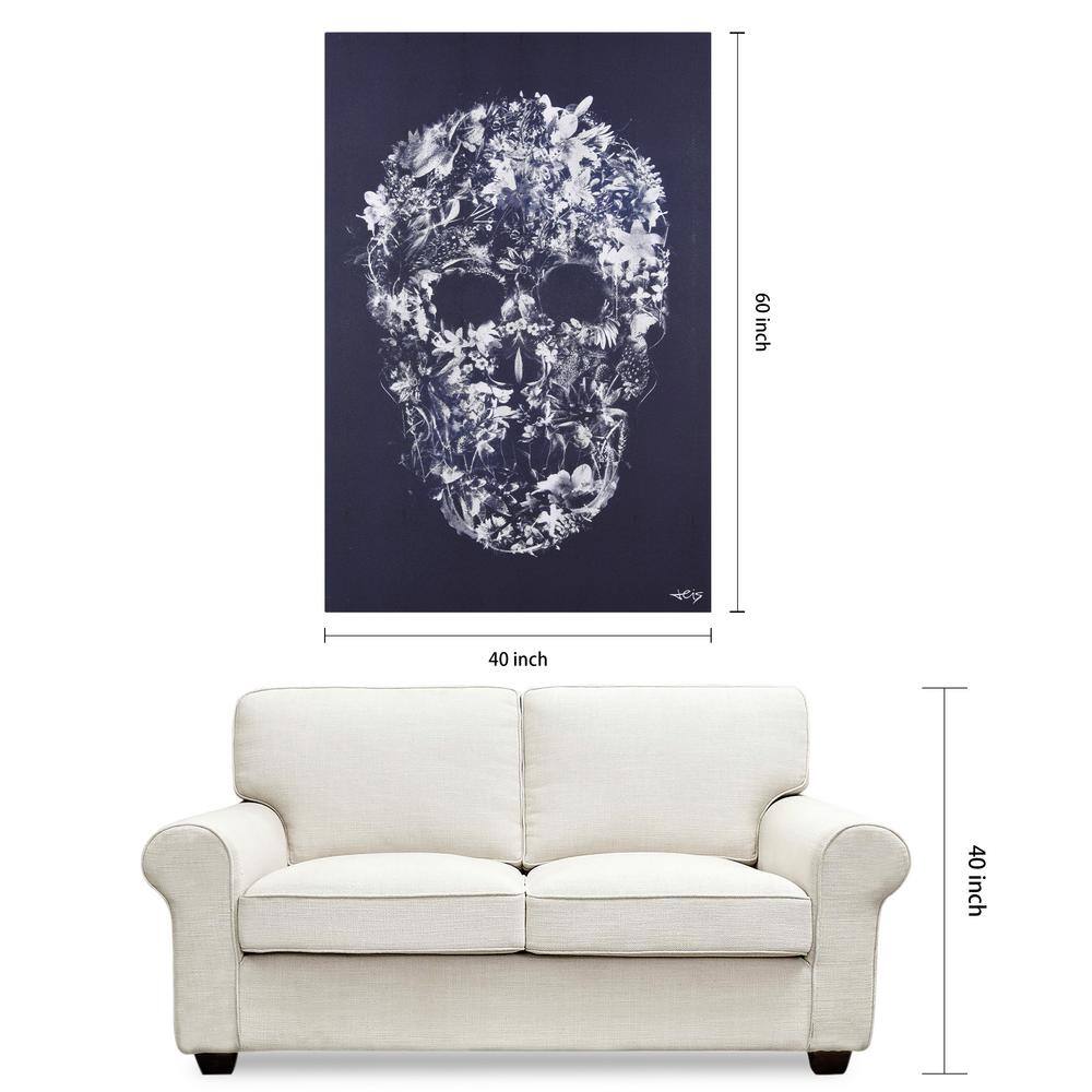 Ethereal Skull Silver Shagreen Wrapped Canvas Wall Art