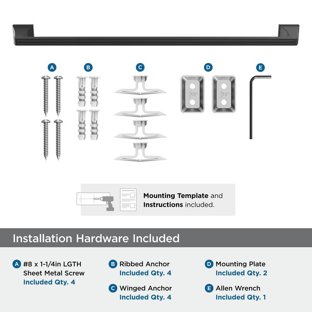 Mulholland Matte Black 24-Inch Metal Towel Bar