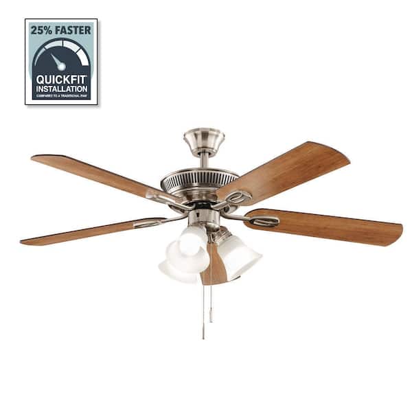 Hampton Bay Glendale III 52 in. LED Indoor Brushed Nickel Ceiling Fan with Light and Pull Chains