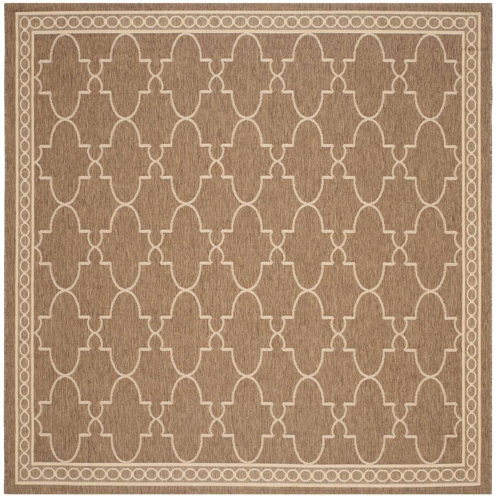 SAFAVIEH Courtyard Dark Beige/Beige 8 ft. x 8 ft. Square Geometric ...