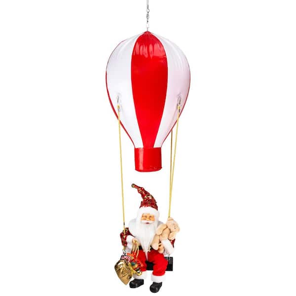 Lighted and Musical Santa Claus Hot Air Balloon Christmas Decoration 43.5 in.