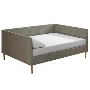 Felicia Gray Velvet Upholstered Mid Century Full Daybed