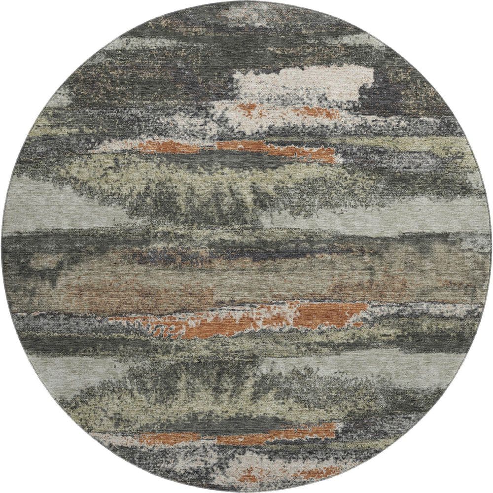 Mayfield Premium Machine Washable Abstract AMF942 Charcoal 8 ft. x 8 ft. Round Rug price history on PriceWatchPro