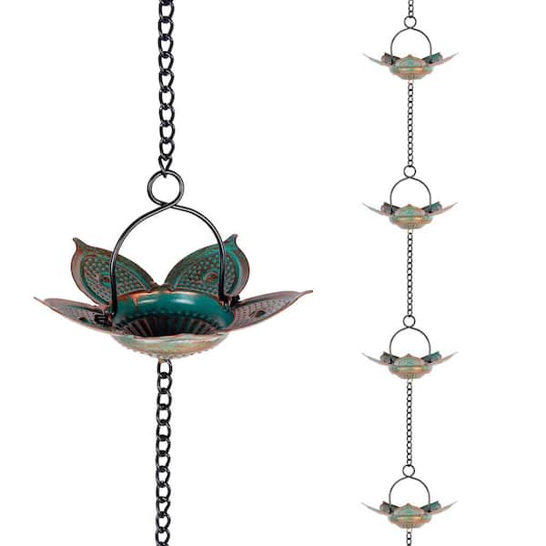 Angel Sar 8.3 ft. Rain Chains for Gutters with 12-Cups in Bronze