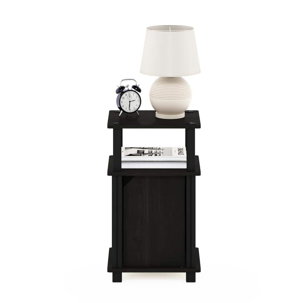 Espresso Black Square End Table with Storage and Rounded Edges