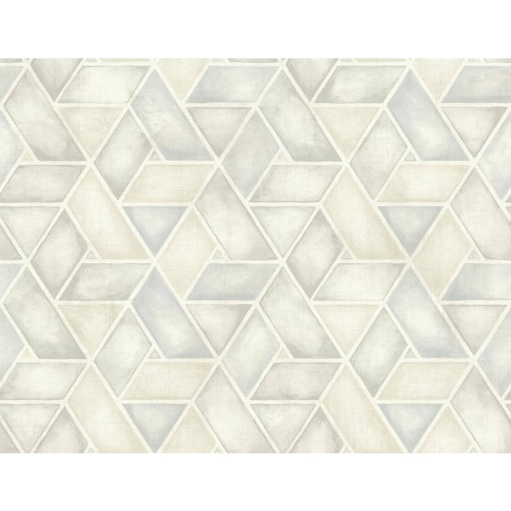 Seabrook Designs Kentmere Geo Metallic Pearl and Grey Paper Strippable ...