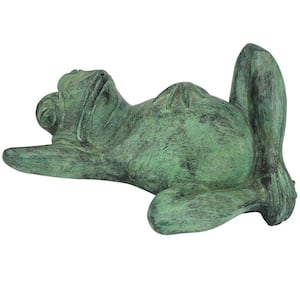 Spitting Lazy Frog Emerald Verde Cast Bronze Piped Spitting Statue