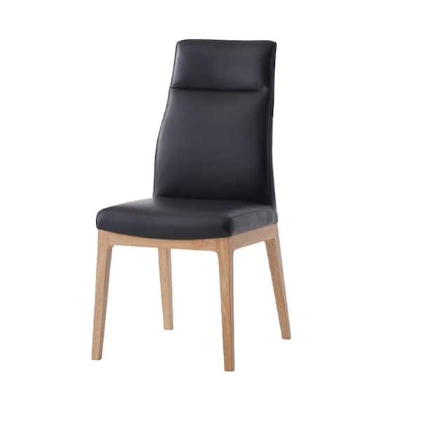 Acme Furniture Raquan Black Leather and Walnut Finish Leather Side Chair Set of 2 with No Additional Features