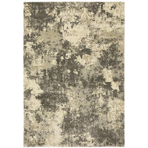 AVERLEY HOME Asbury Gray/Beige 4 ft. x 6 ft. Contemporary Abstract Polypropylene Indoor Area Rug