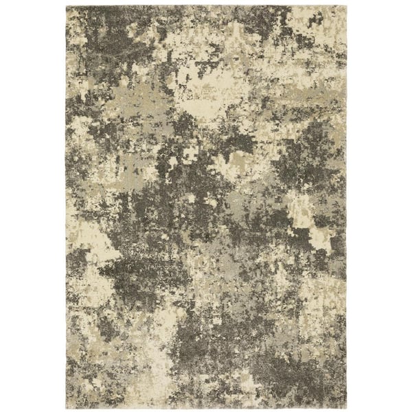 Asbury Gray/Beige 10 ft. x 13 ft. Contemporary Abstract Polypropylene Indoor Area Rug