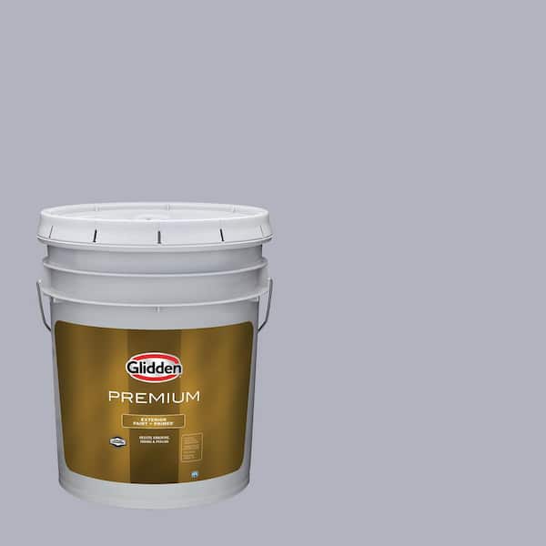 Glidden Premium 5 gal. PPG1043-4 Glistening Gray Flat Exterior Latex Paint