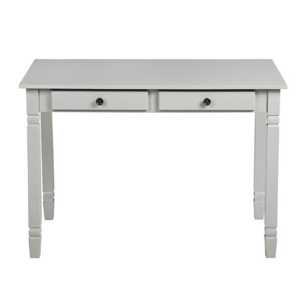 VERYKE 43.3 in. Rectangle Light Gray Wood 2-Drawer Computer Desk Writing Table Console Table with Legs