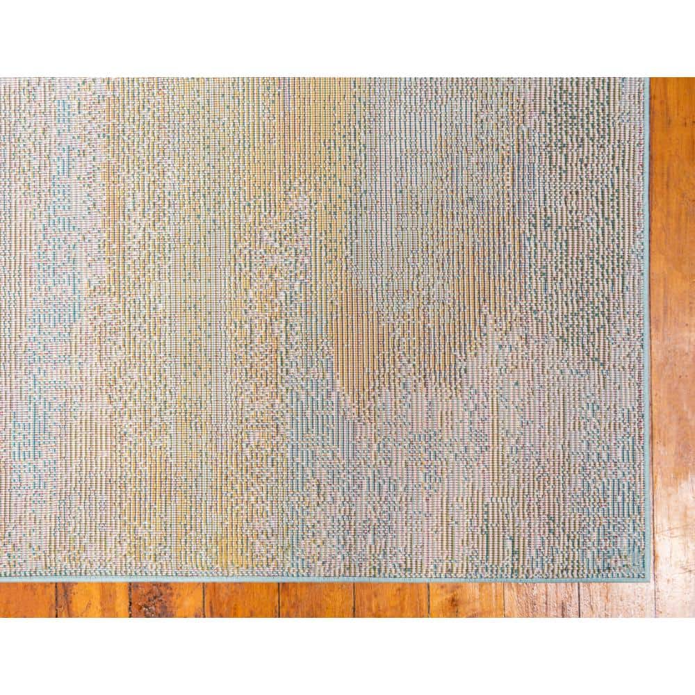 Turquoise and Gray Abstract Rectangular Area Rug, 5' x 8'