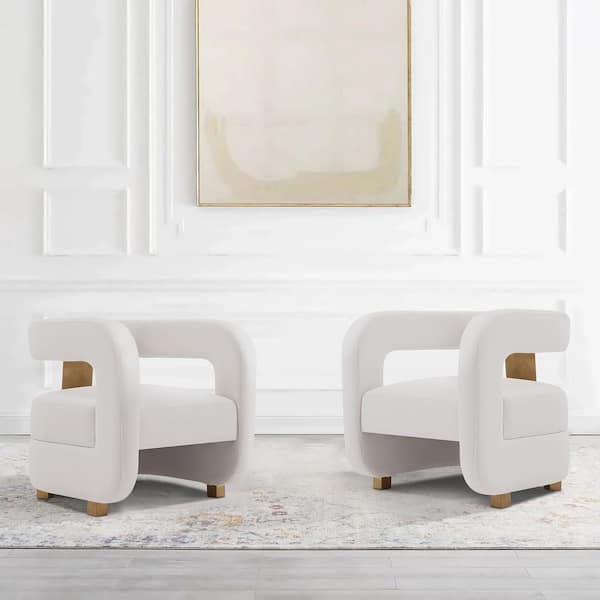 Manhattan Comfort Modern Amirah Velvet Accent Chair in White - Set of 2 Manhattan Comfort Modern Amirah Velvet Accent Chair in White - Set of 2