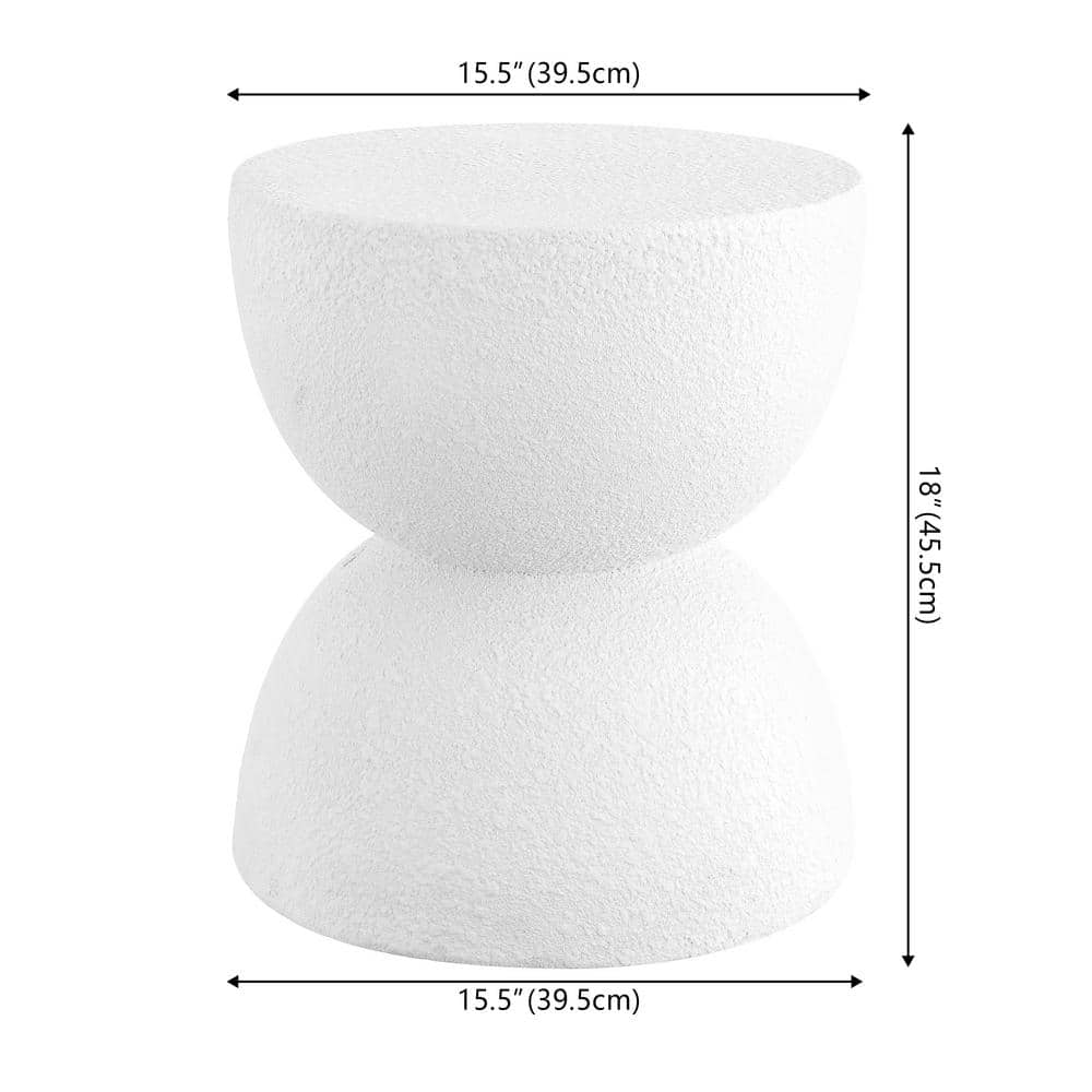 Greta 18" White Polyresin Mid-Century Modern Drum Accent Table