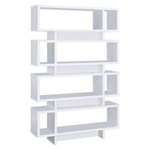 Tremendous 72.75 in. H White Wooden Bookcase with Open Shelves